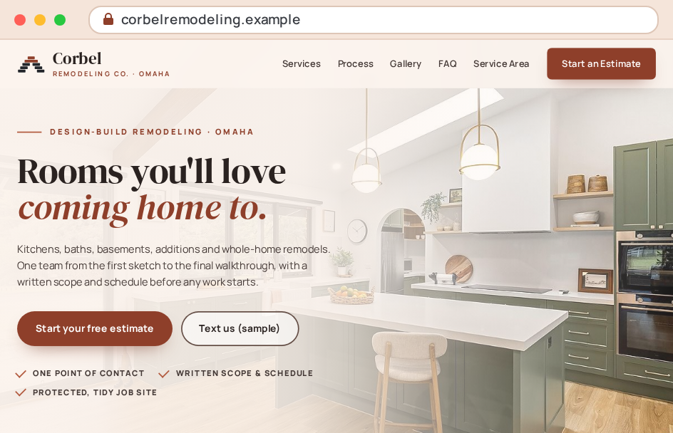 Corbel Remodeling Co. sample site